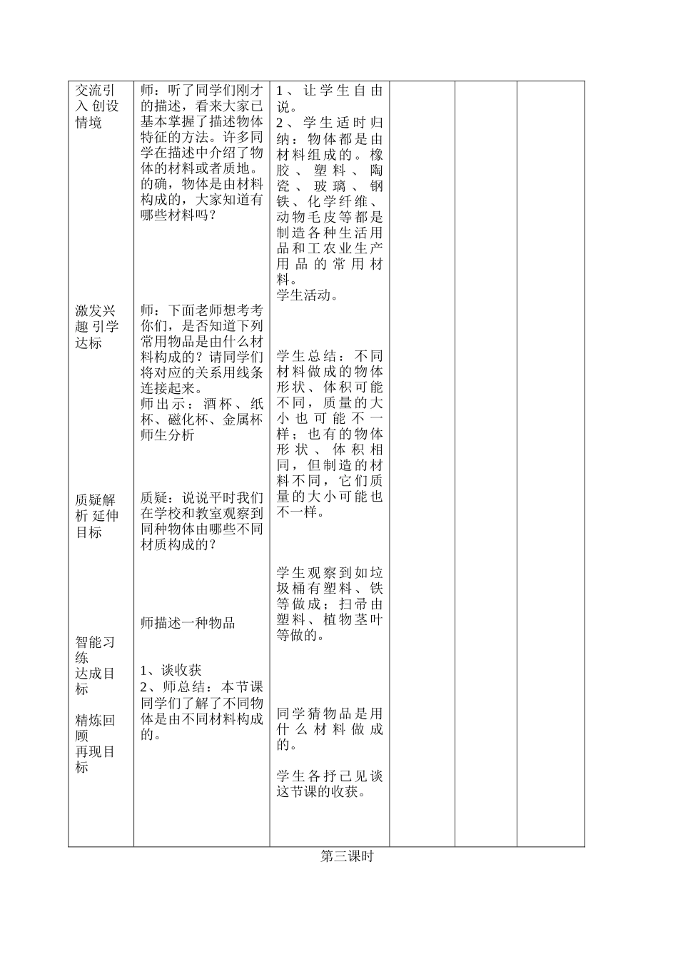 三年级科学下册《物体的特征》教学设计_第3页