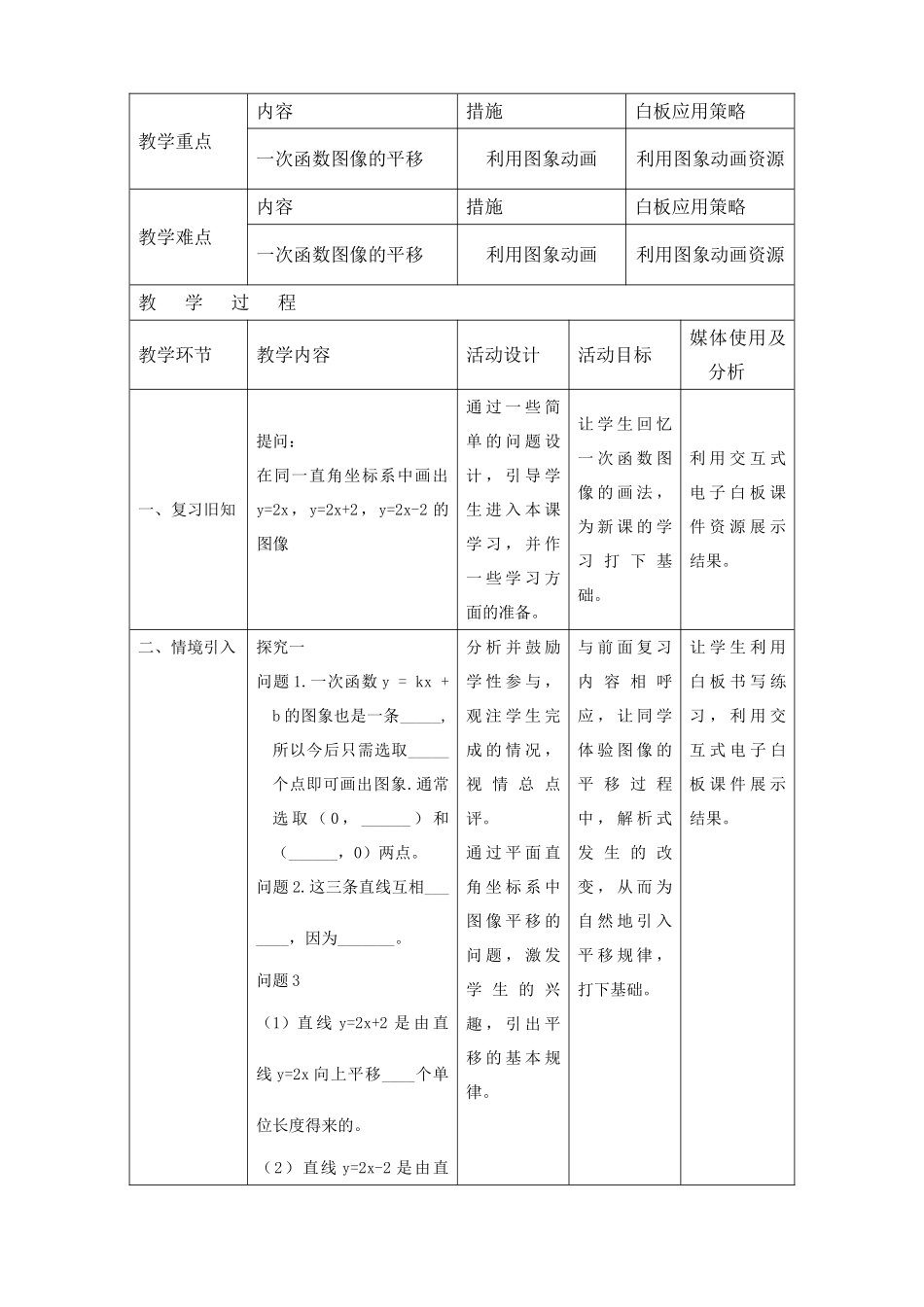 一次函数图像的平移教学设计(王勋)_第2页