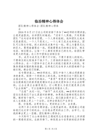 临汾精神心得体会