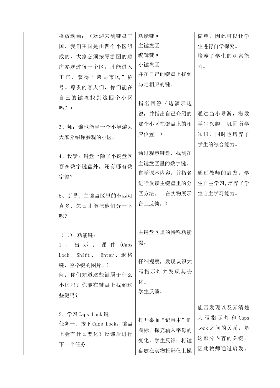 《认识电脑键盘》教学设计_第3页