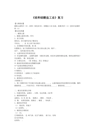 《硅和硅酸盐工业》复习教案