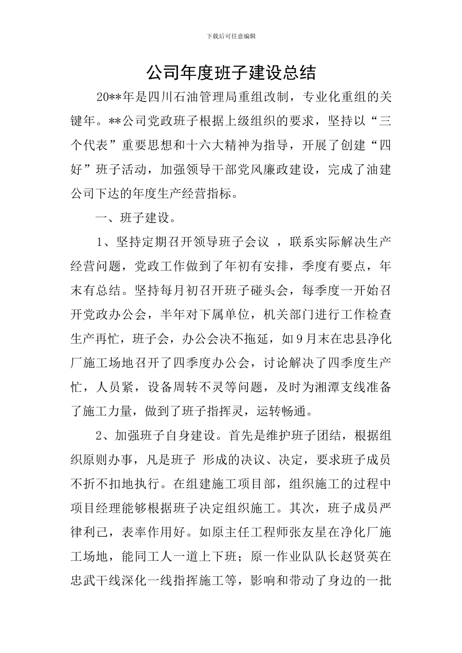 公司年度班子建设总结_第1页