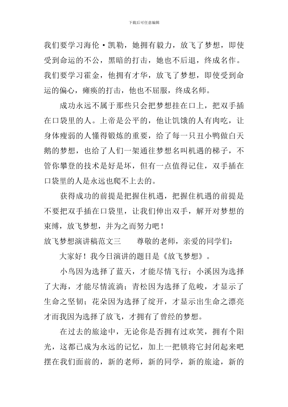 放飞梦想演讲稿范文三篇_第3页