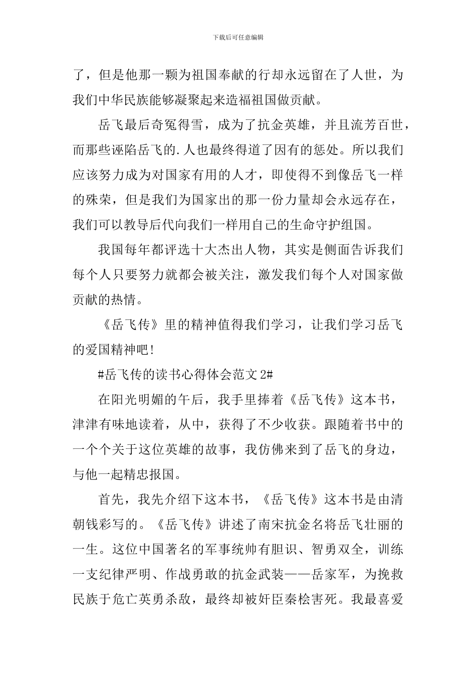 岳飞传的读书心得体会_第2页