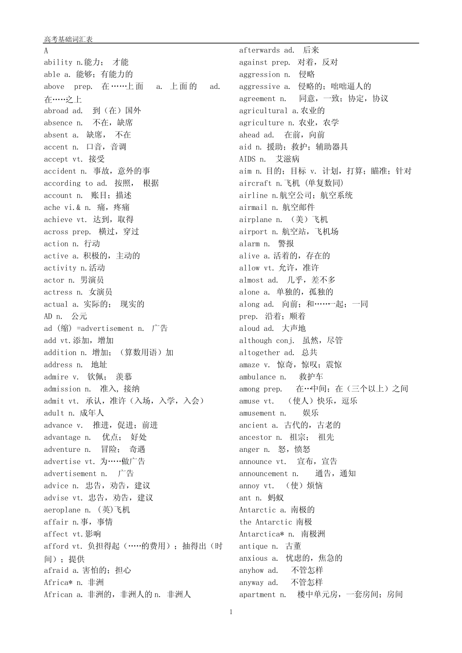 (完整)高考3500词精简版-偏难单词 _第1页