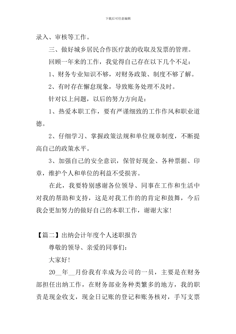出纳会计年度个人述职报告_第2页