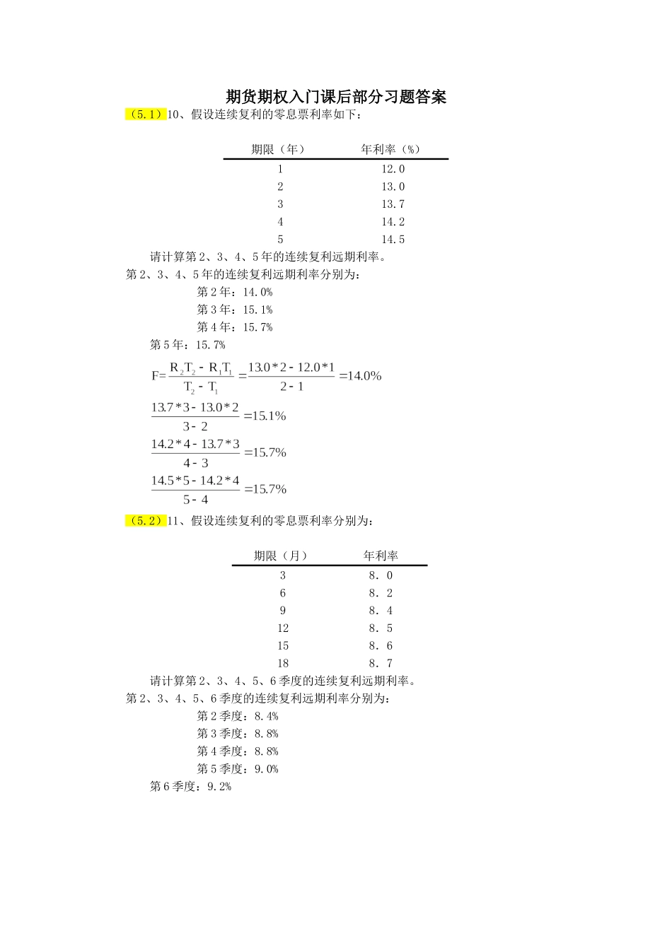 期货期权入门课后部分习题答案_第1页