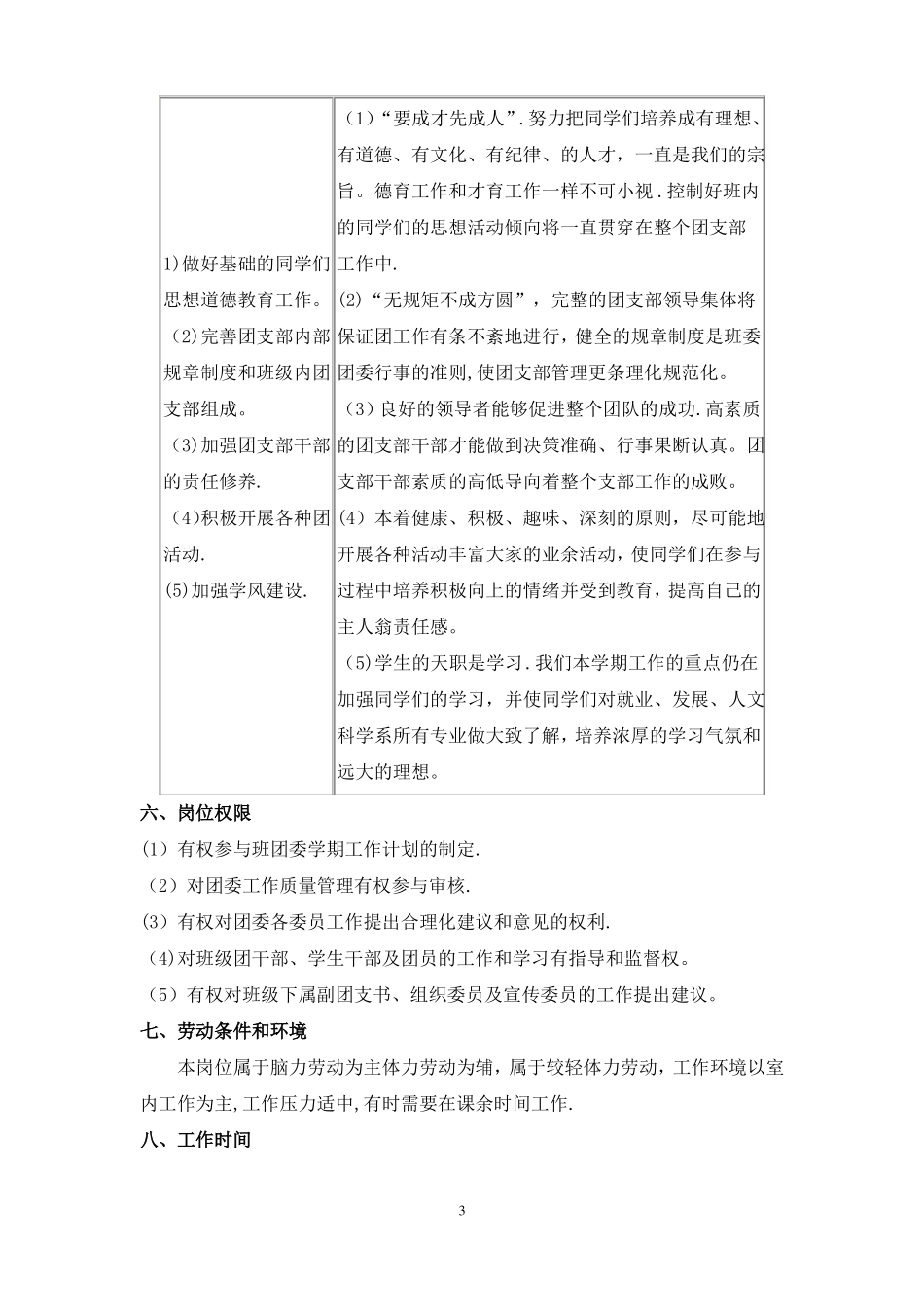 团支书工作岗位说明书_第3页