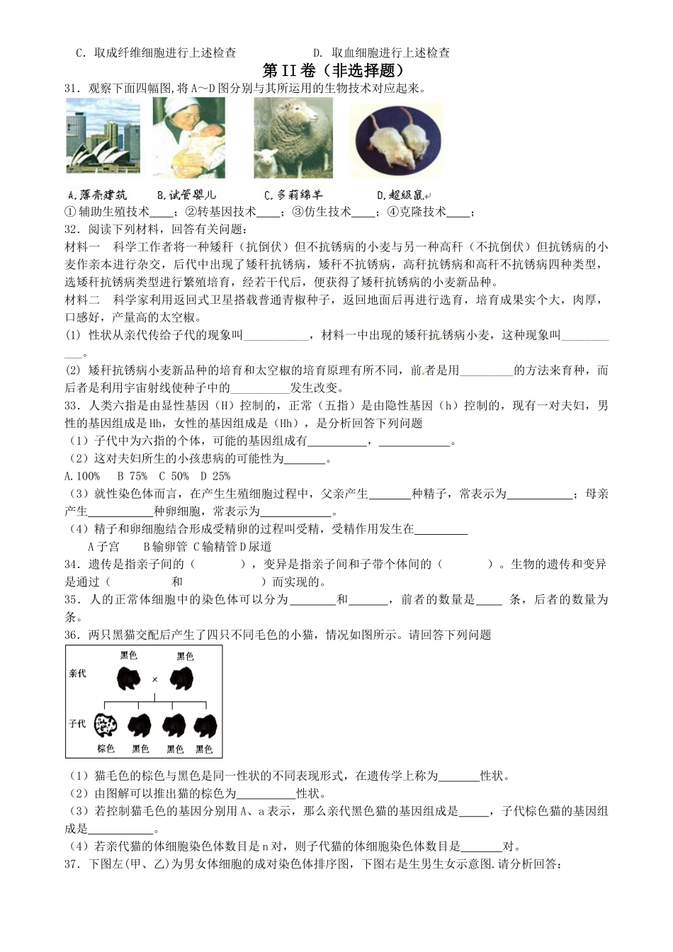 期末复习七(生物的遗传和变异)_第3页