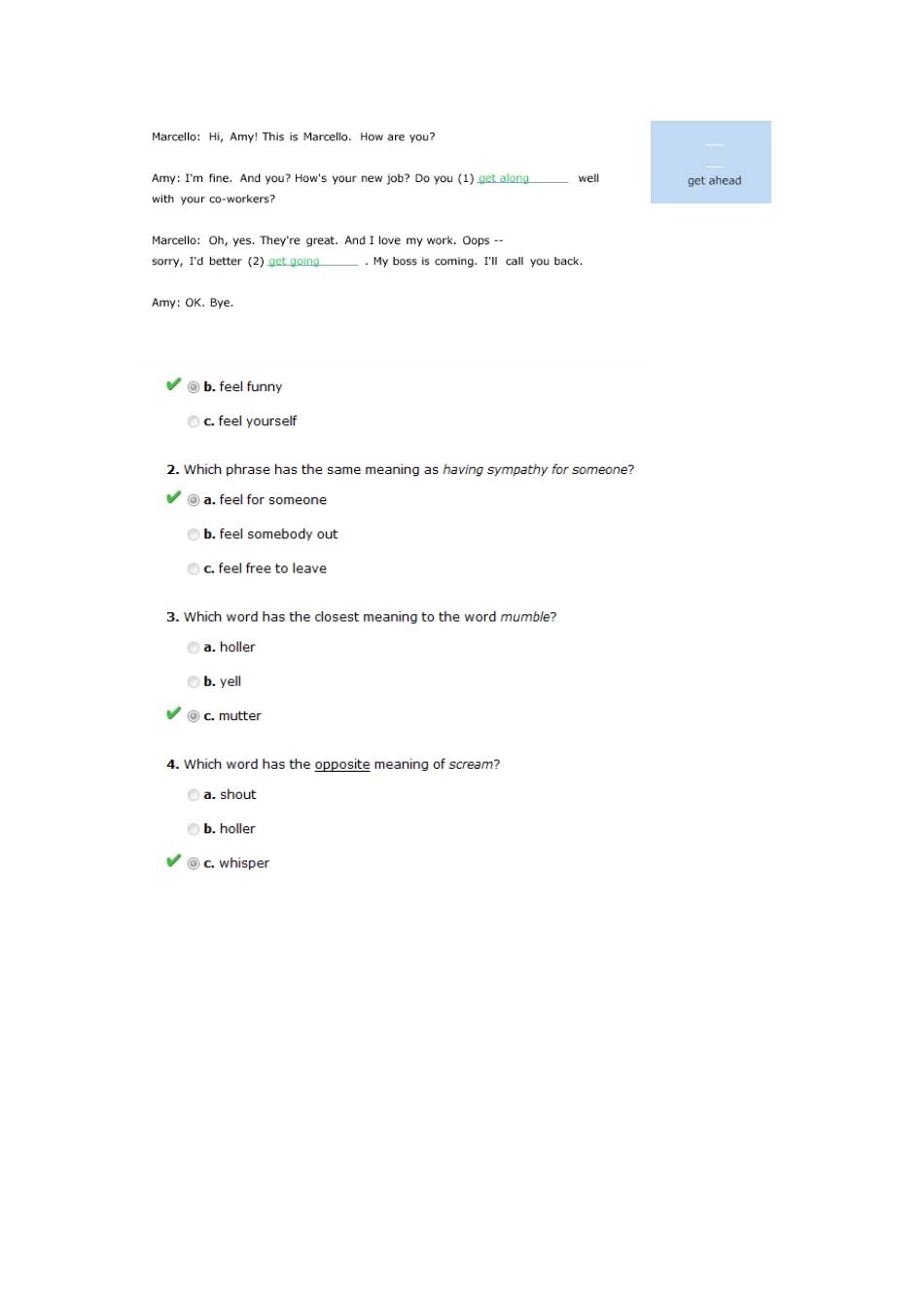 朗文交互英语第三级Module B test答案_第3页