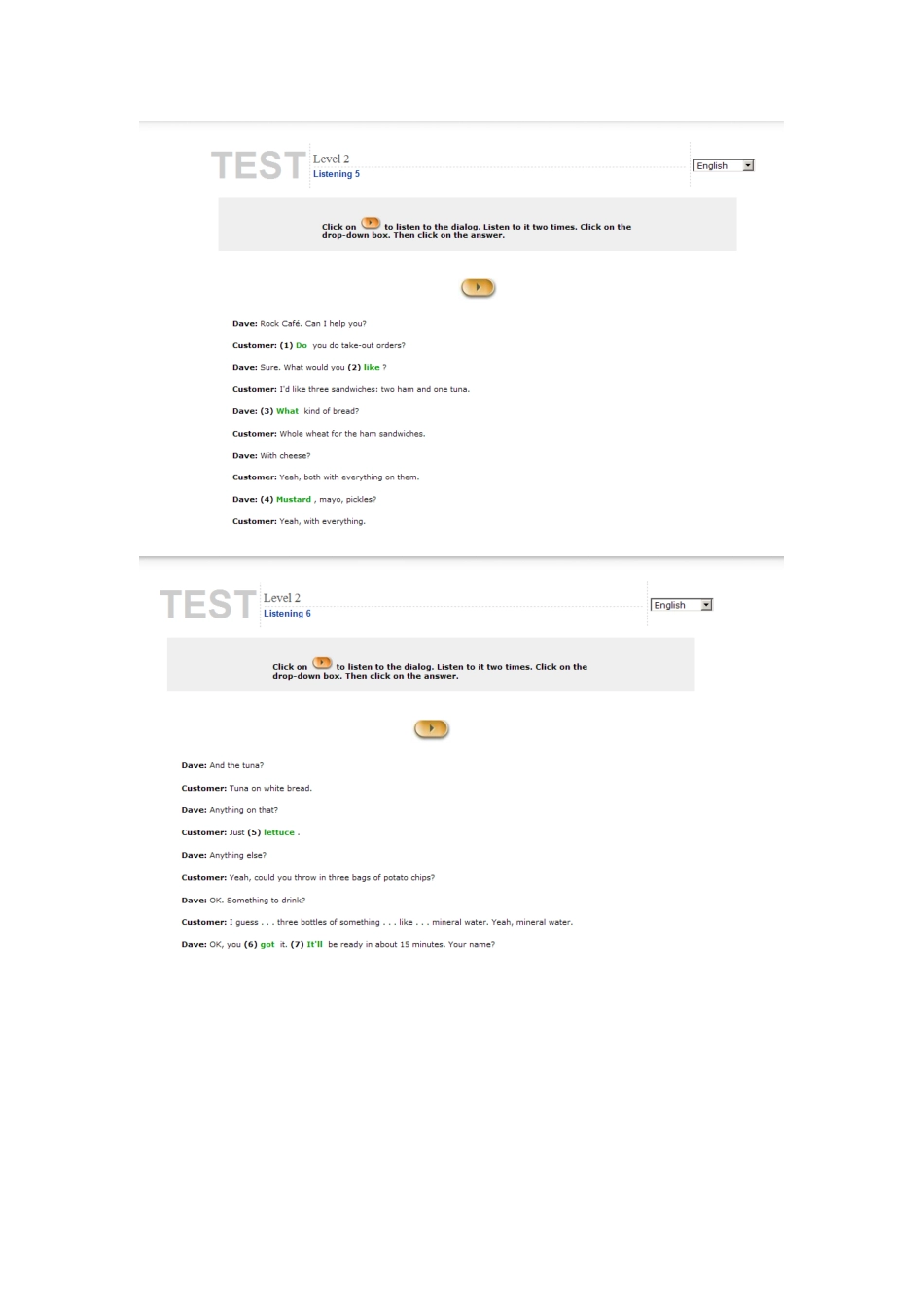 朗文交互英语第二级level test答案_第3页