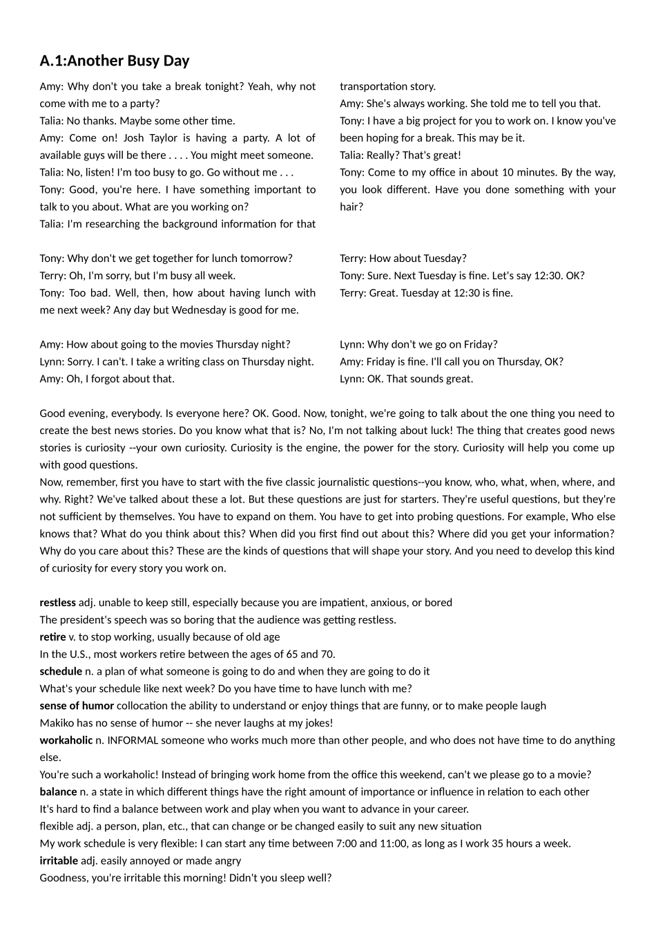 朗文交互英语第三册原文及部分答案_第1页