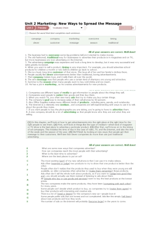 朗文交互英语ULearningAcademic Connections 2 Unit 2 Marketing
