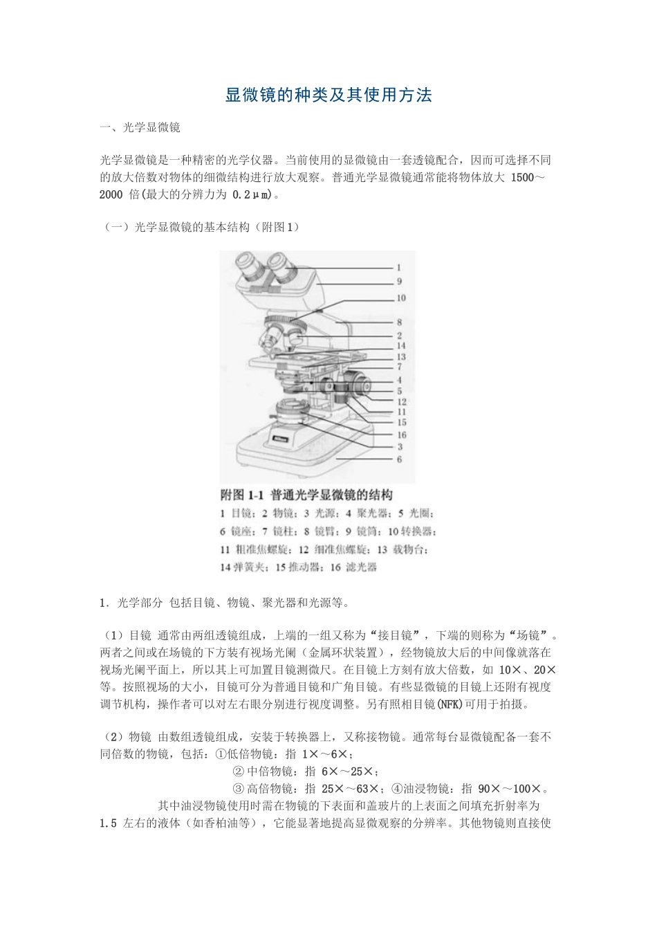 显微镜种类及使用方法_第1页
