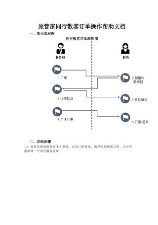 旅管家同行散客订单操作流程帮助文档
