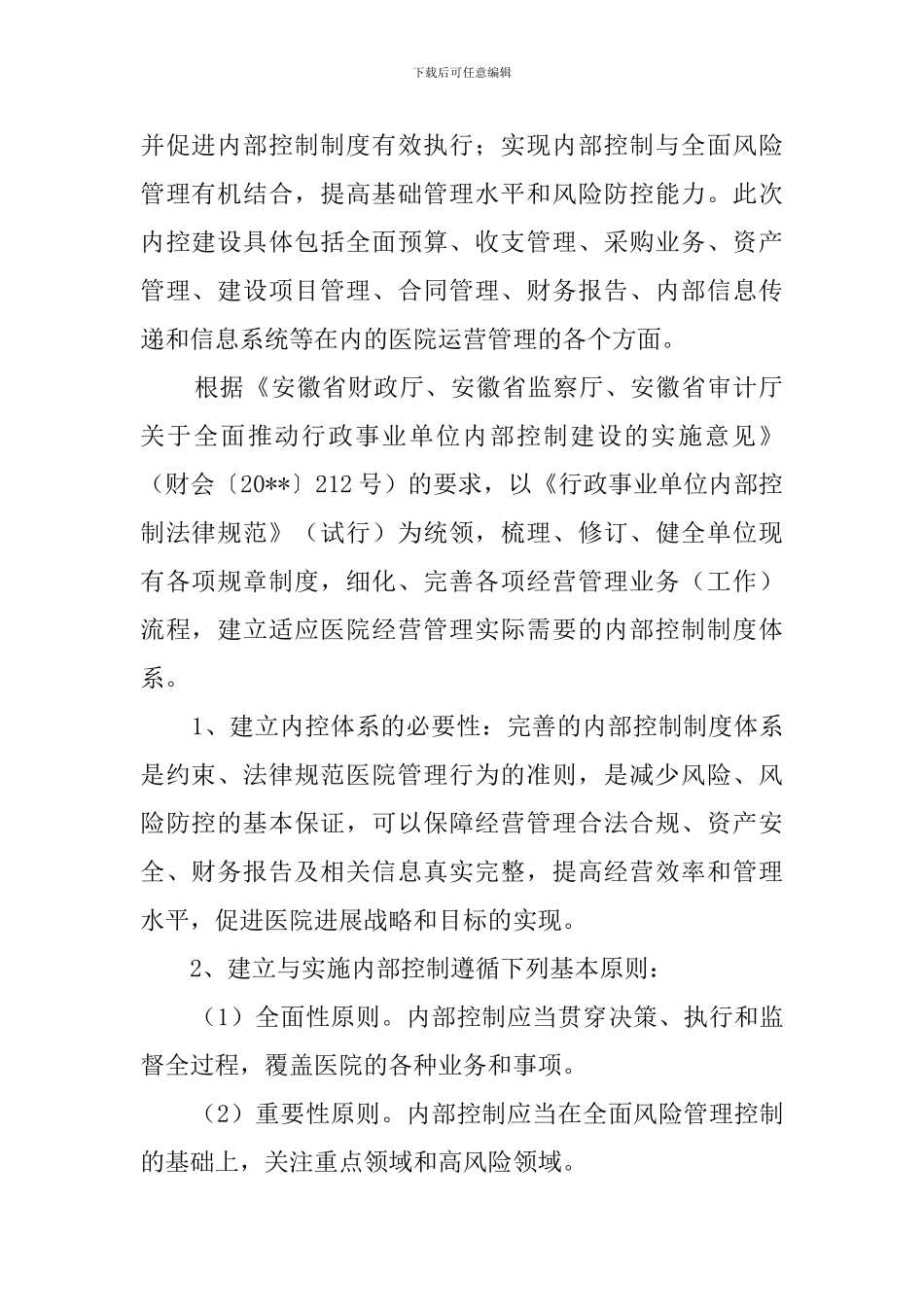 医院内部控制的工作计划_第2页