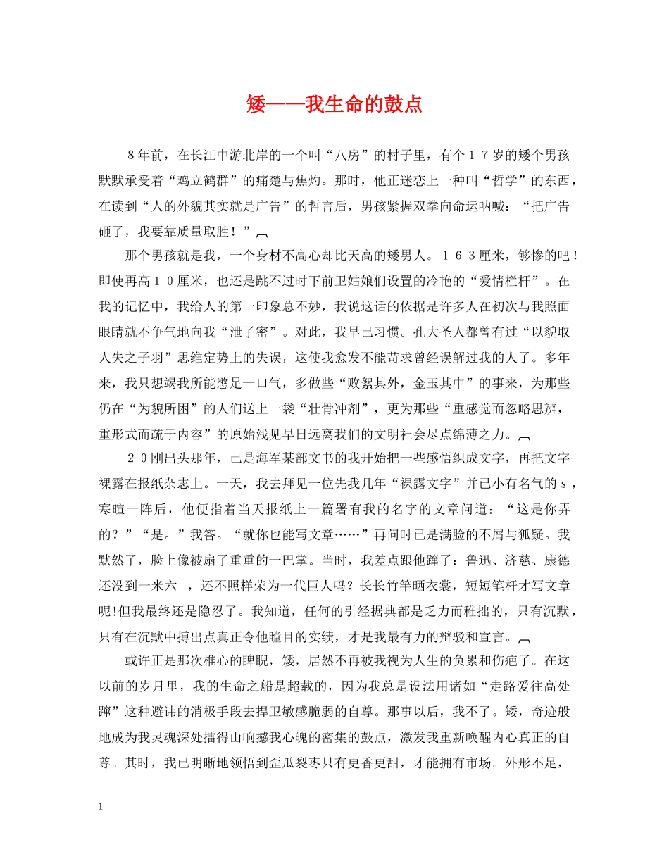 矮——我生命的鼓点 _第1页