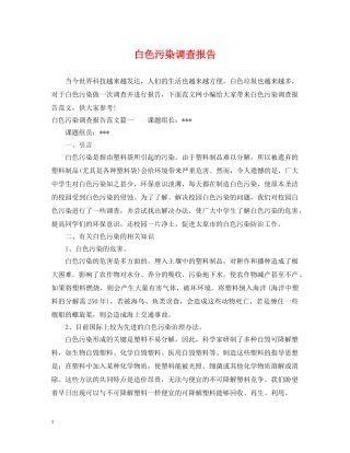 白色污染调查报告 