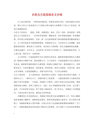 白色玉兰花花语含义介绍 