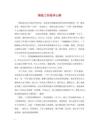 班组工作指导心得 