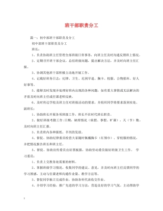 班干部职责分工 