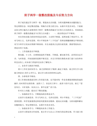 班子两学一做整改措施及今后努力方向 