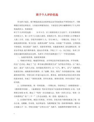 班子个人评价优选 