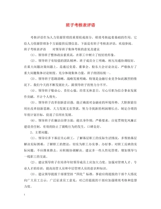 班子考核表评语 