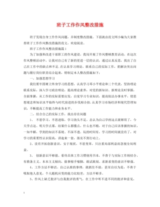 班子工作作风整改措施 