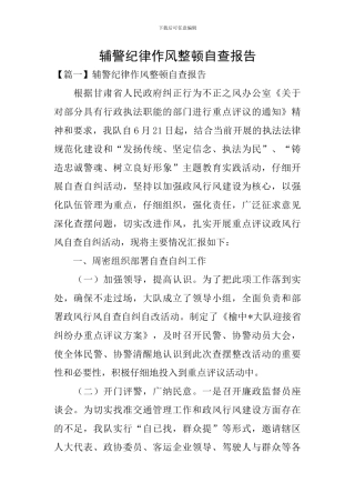 辅警纪律作风整顿自查报告