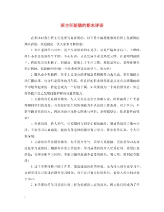 班主任新颖的期末评语 