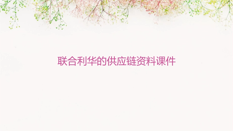联合利华的供应链资料课件_第1页