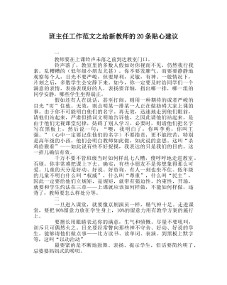 班主任工作范文给新老师的20条贴心建议 