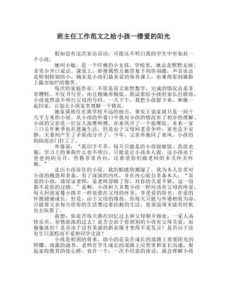 班主任工作范文给孩子一缕爱的阳光 