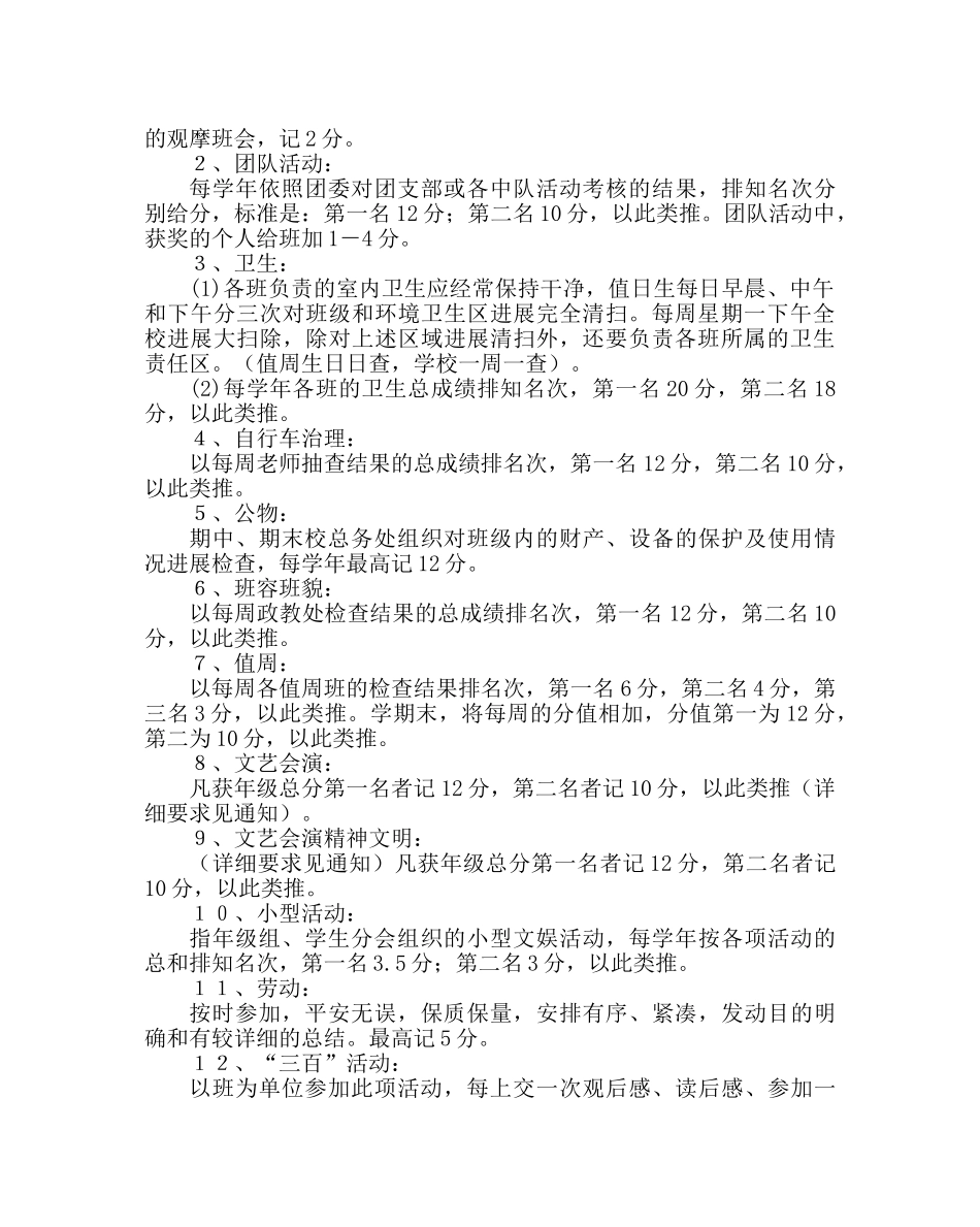 班主任工作范文班级量化考核细则二 _第2页