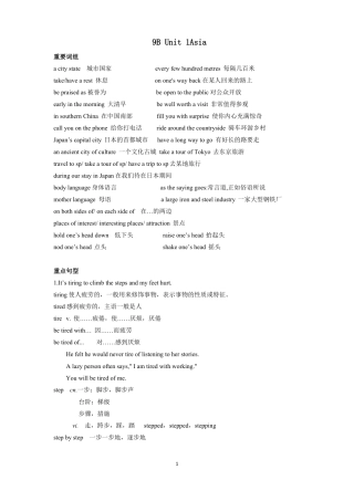 苏教版牛津英语9BUnit1知识总结
