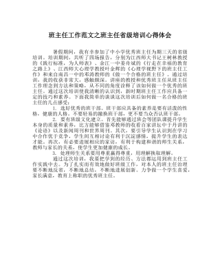 班主任工作范文班主任省级培训心得体会 