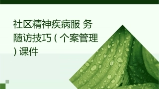 社区精神疾病服务随访技巧(个案管理)课件