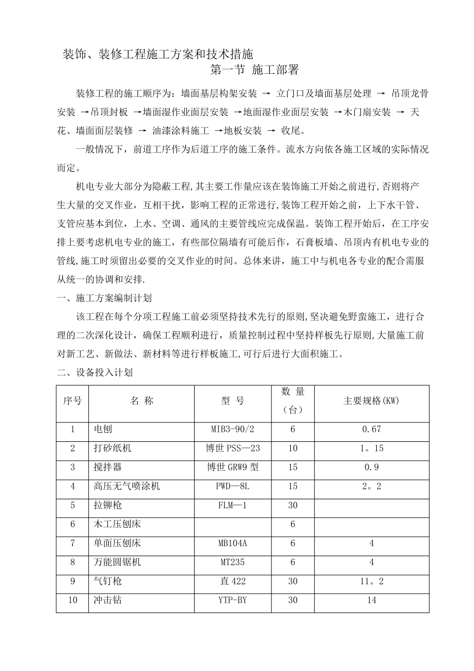 装饰装修工程施工方案和技术措施_第1页
