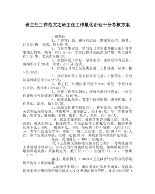 班主任工作范文班主任工作量化管理千分考核方案 