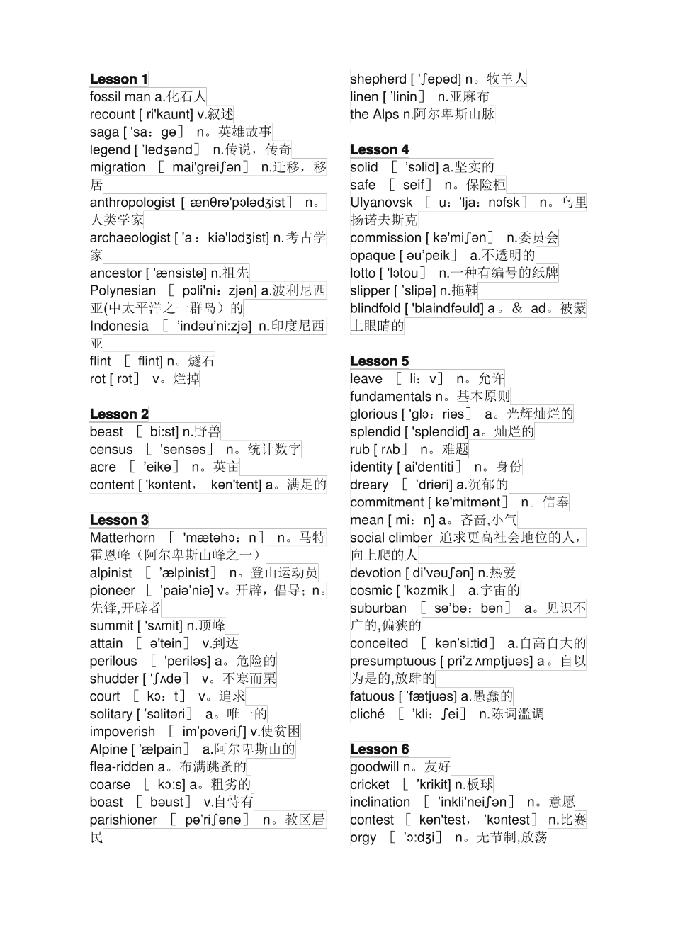 新概念英语第四册单词表_第1页
