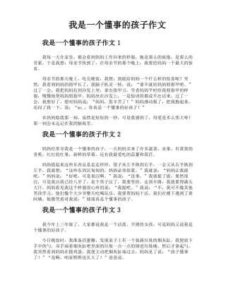 我是一个懂事的孩子作文