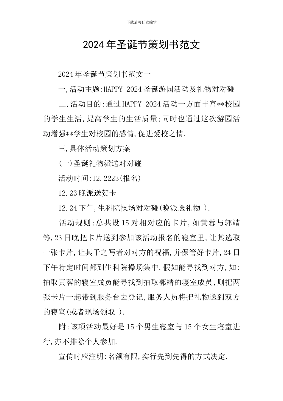 2024年圣诞节策划书范文_第1页