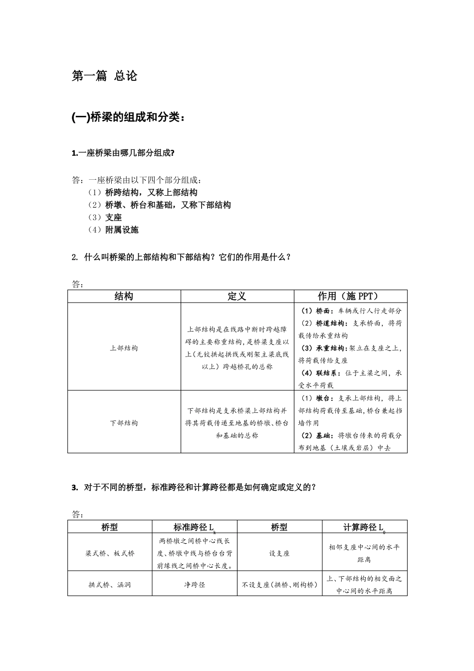 桥梁工程各章节知识点_第1页
