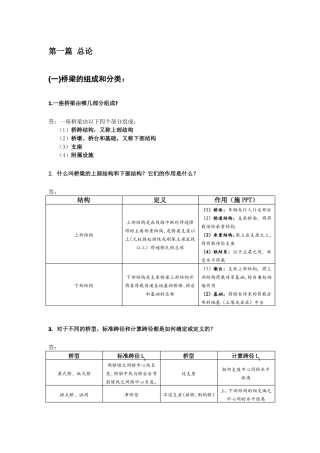 桥梁工程各章节知识点