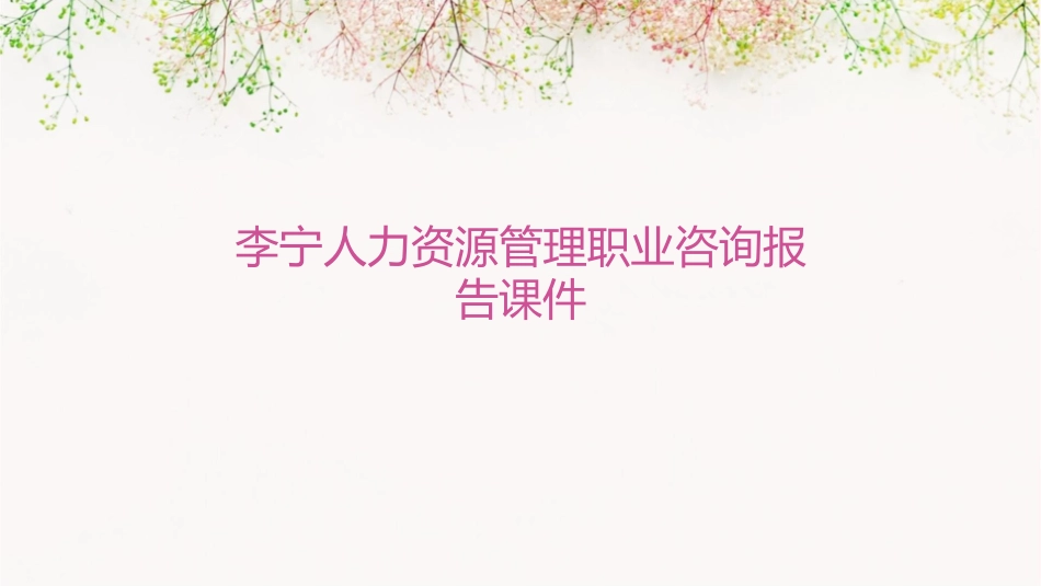 李宁人力资源管理职业咨询报告课件_第1页