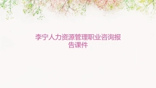 李宁人力资源管理职业咨询报告课件