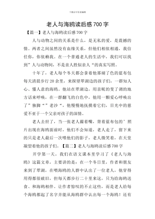 老人与海鸥读后感700字