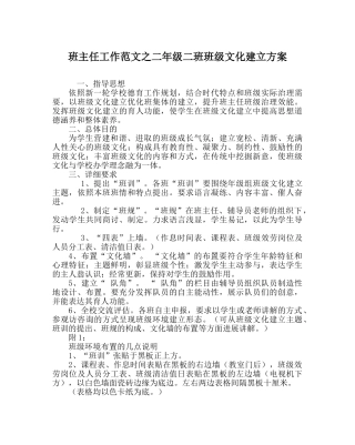 班主任工作范文二年级二班班级文化建设方案 