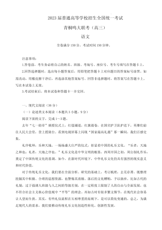 2023届河南省高考模拟 语文试题及答案 